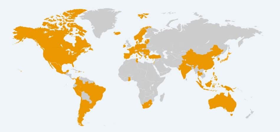 Vodafone prepay roaming destination map