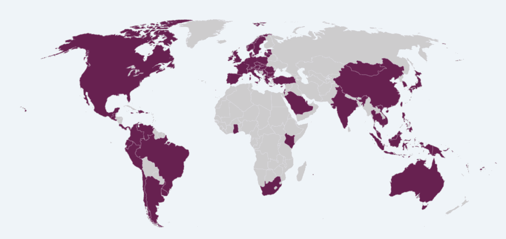 Vodafone Daily Roaming destination map