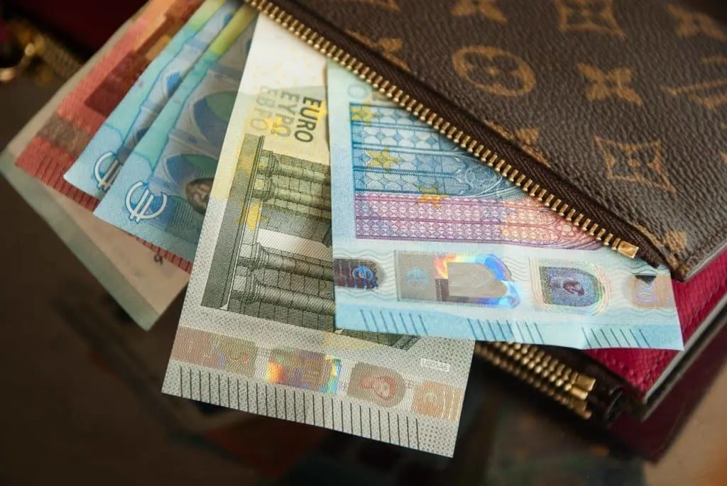 Euro notes in wallet