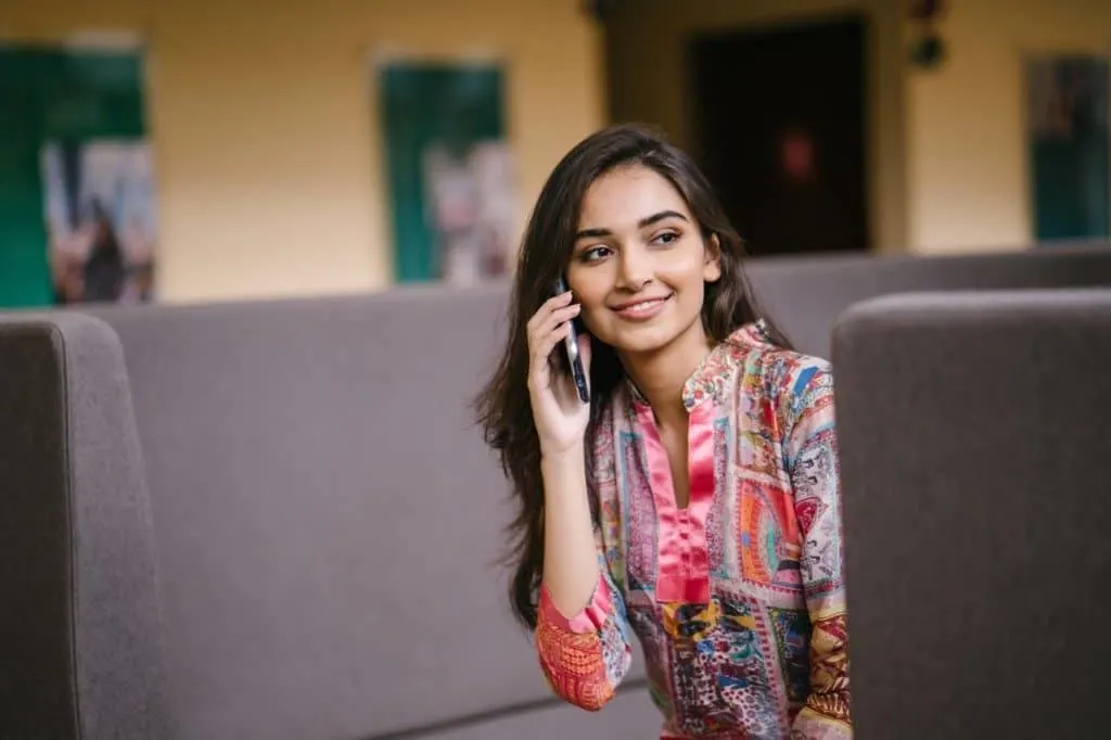 Woman making phone call