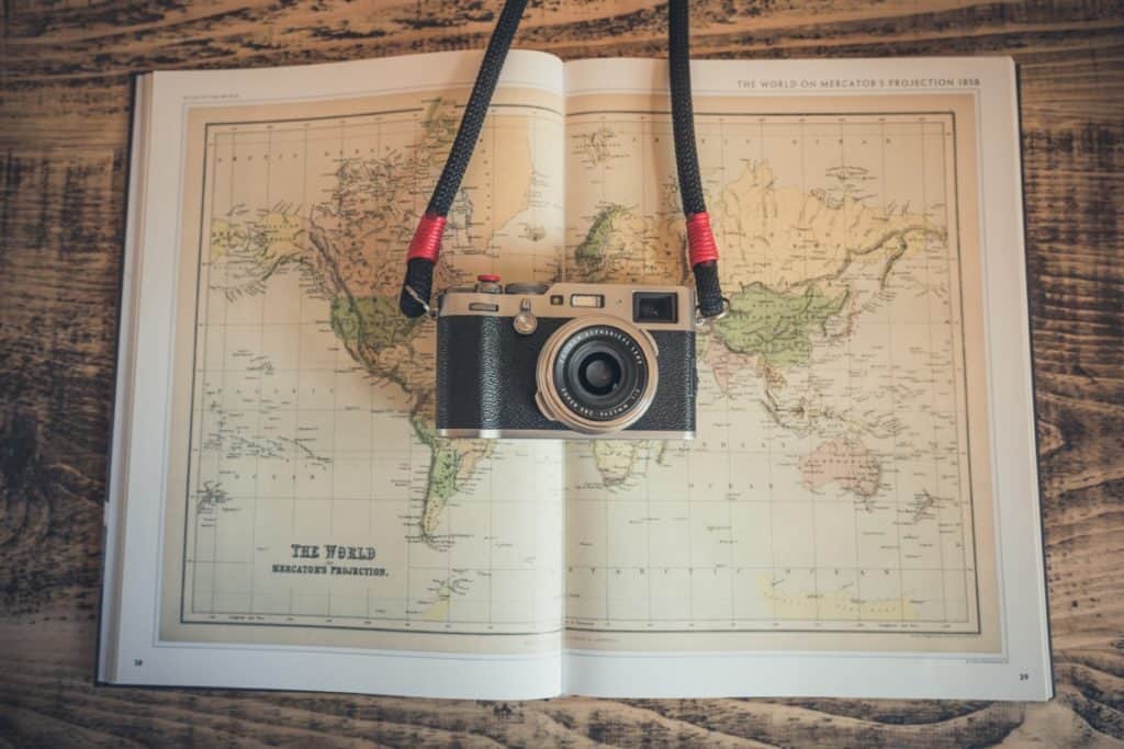 Camera on world map