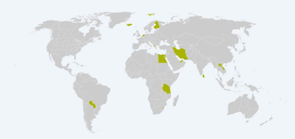 Vodafone rest of Europe and other roaming destinations map