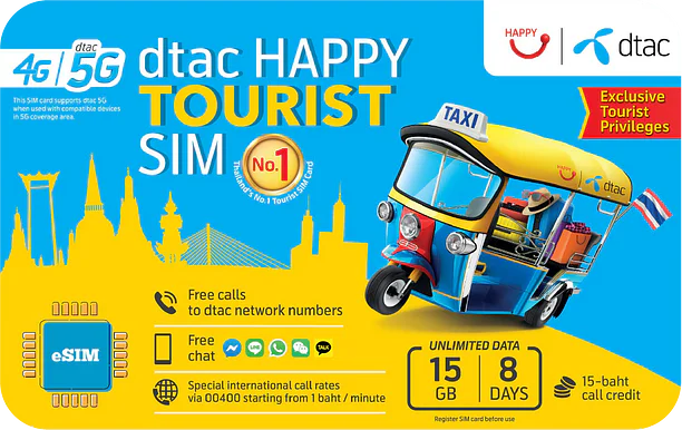 Thailand Dtac Happy Tourist eSIM Airalo
