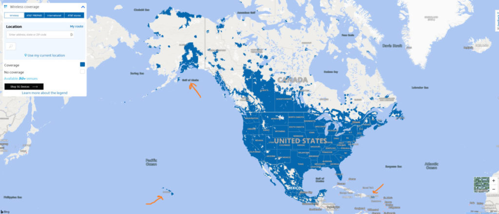AT&T USA Extended Coverage Map