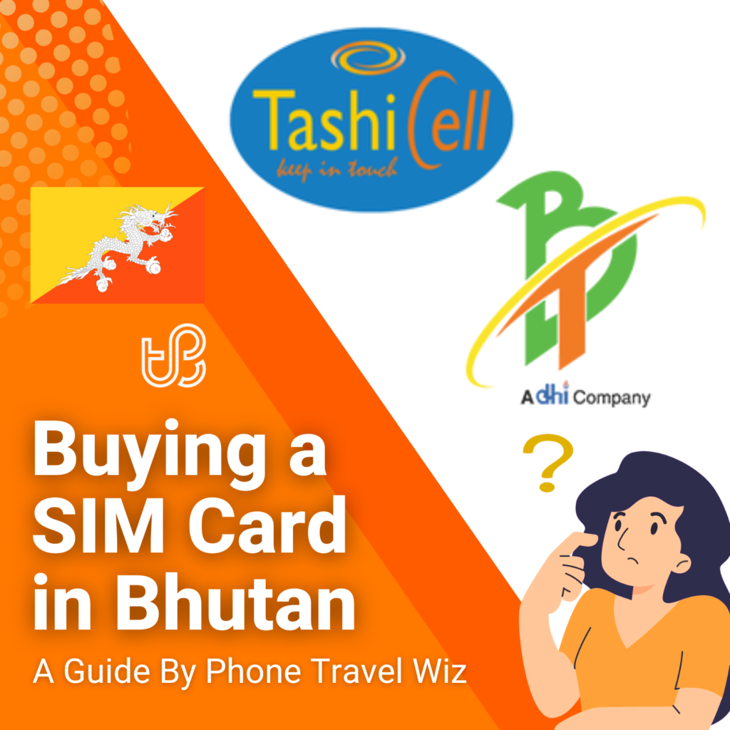 Buying a SIM Card in Bhutan Guide (logos of Tashi Cell and B Mobile)
