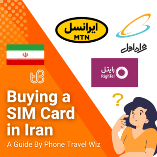 Buying a SIM Card in Iran Guide (logos of MTN, MCI - Hamrâh-e Avval & RighTel)