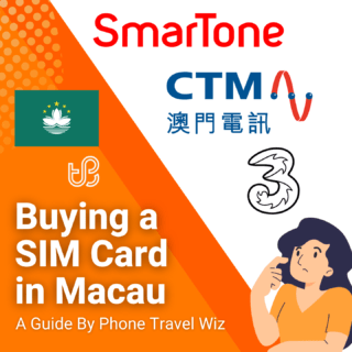 Buying a SIM Card in Macau Guide (logos of SmarTone, CTM & Three (3))