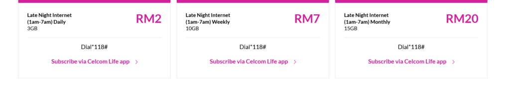 Celcom Malaysia Late Night Internet Add-Ons