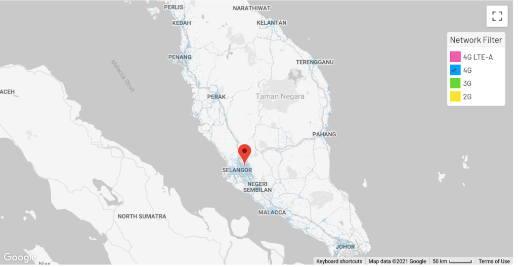 Digi Malaysia Peninsular Western Malaysia 4G LTE Coverage Map