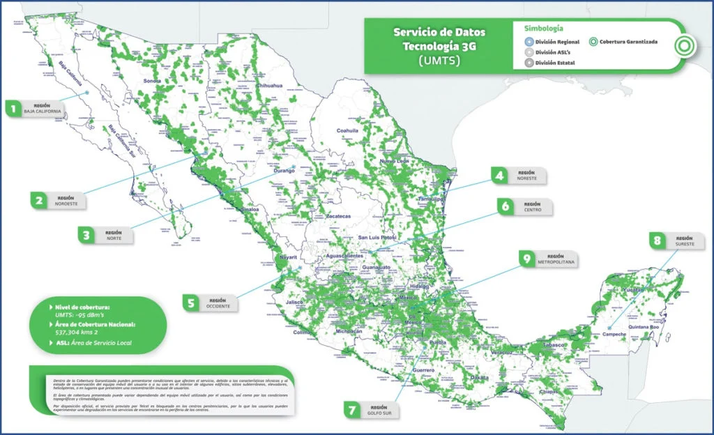 OXXO CEL Mexico Freedom Pop Mexico 3G Coverage Map