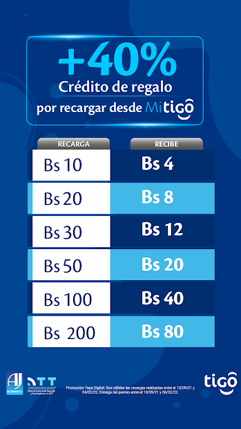 Tigo Bolivia Mi Tigo App Bonus Top-Ups