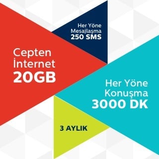 Türk Telekom 3 Aylık 20 GB Paketi - 3-Month 20 GB Package