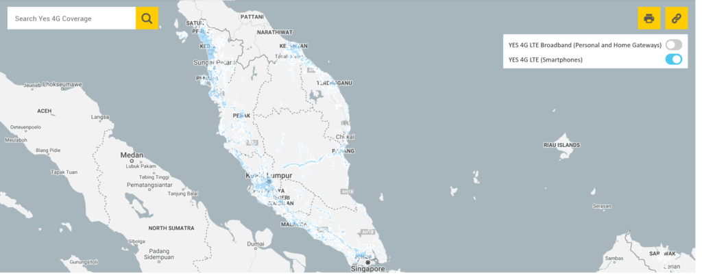Yes Malaysia West Peninsular Coverage Map