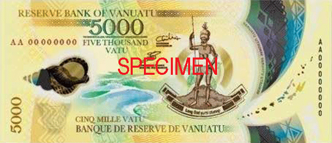 5000 Vanuatu Vatu Bank Note