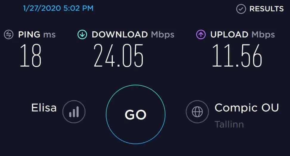 Elisa speed test in Viru Mall in Tallinn