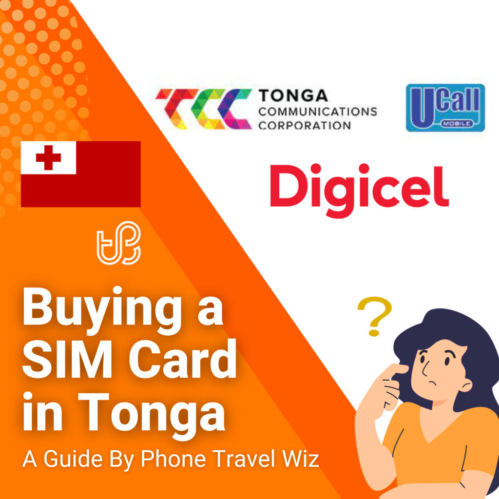 Buying a SIM Card in Tonga Guide (logos of Tonga Communicatoins Corporation, Ucall and Digicell)