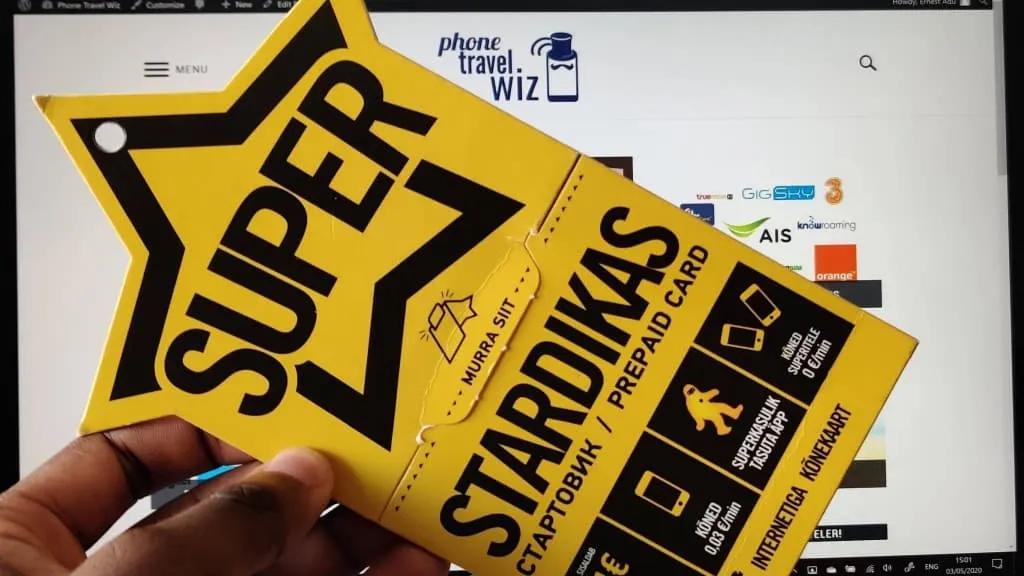 Adu from Phone Travel Wiz holding a Super by Telia Estonia SIM Card