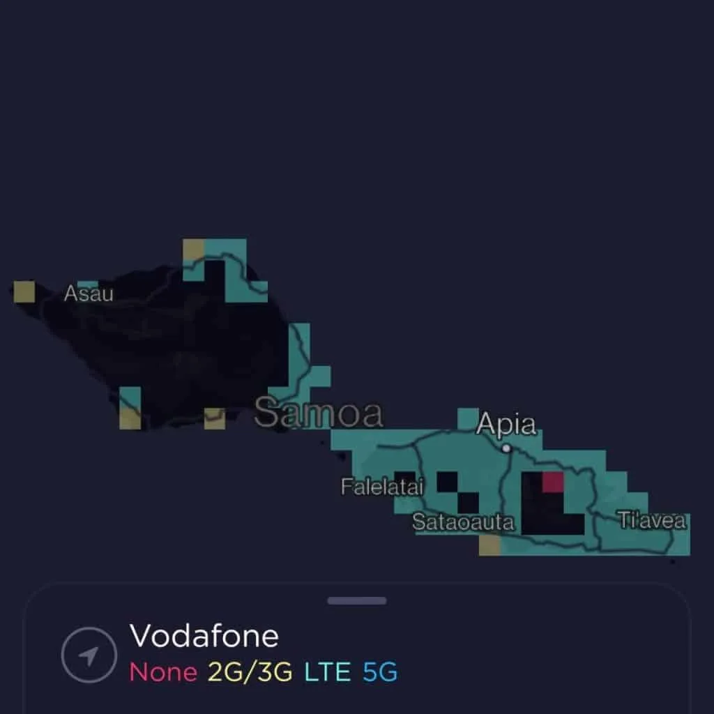 Vodafone Samoa Coverage Map