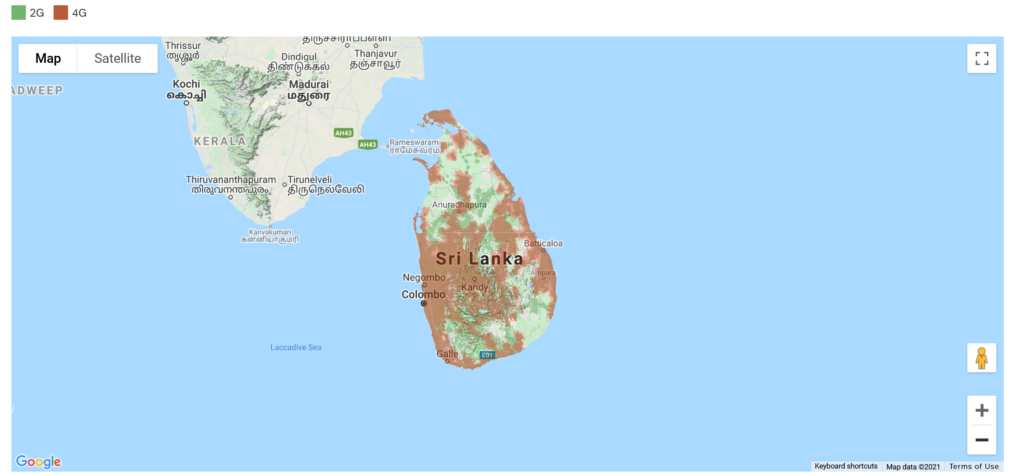 Airtel Sri Lanka 2G & 4G LTE Coverage Map