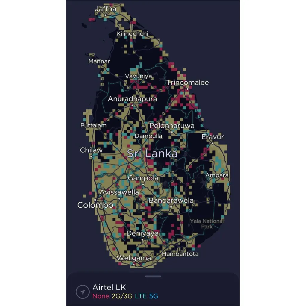 Airtel Sri Lanka Coverage Map