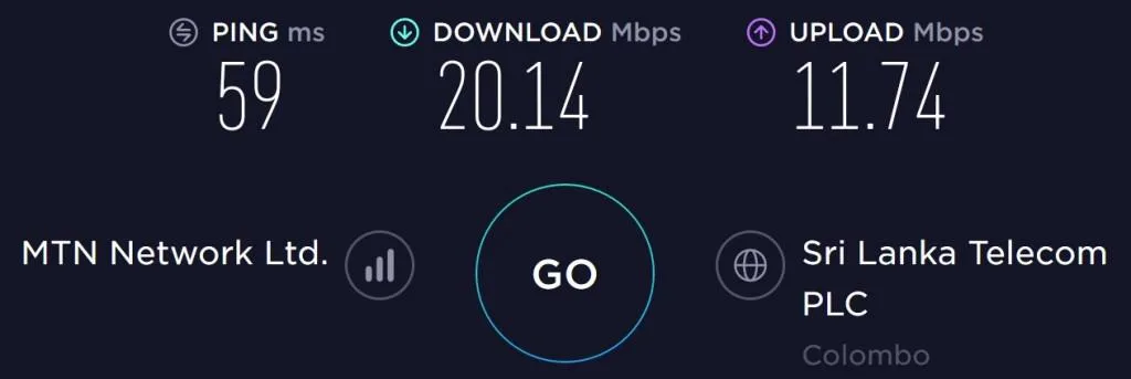 Dialog speed test at Colombo International Airport