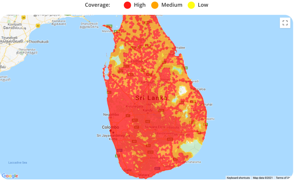 Dialog Sri Lanka 2G Coverage Map