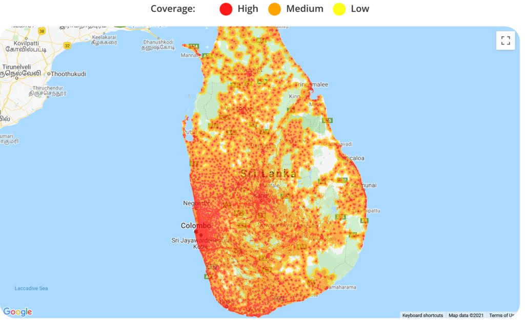 Dialog Sri Lanka 4G LTE Coverage Map