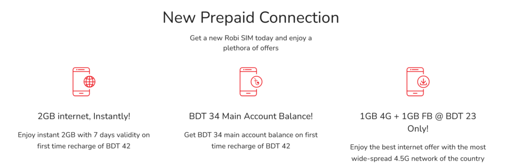 Robi Bangladesh New Prepaid Connection Offers