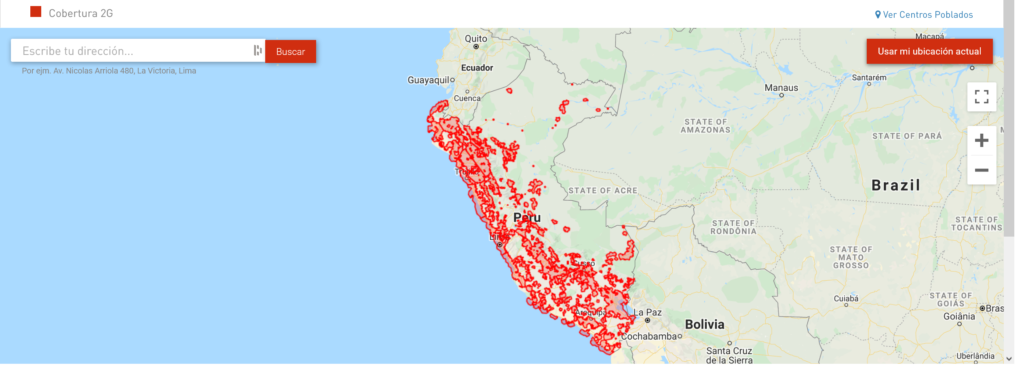 Claro Peru 2G Coverage Map