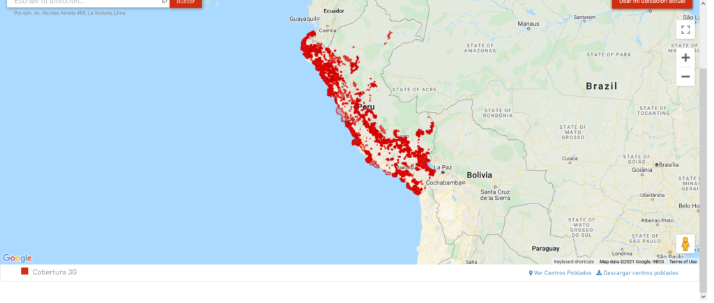 Claro Peru 3G Coverage Map