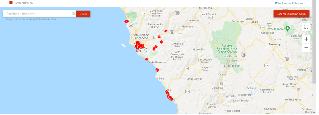 Claro Peru 5G NR Coverage Map