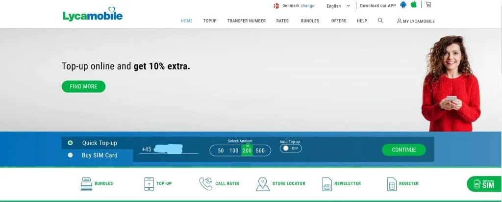 Lycamobile Homepage