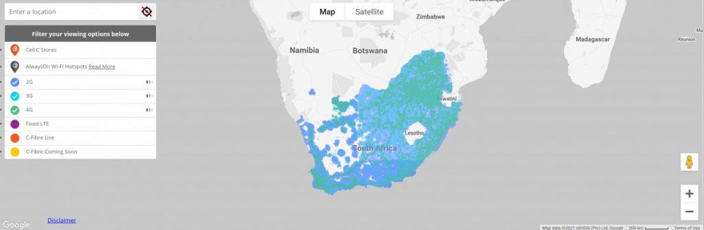 Cell C Coverage Map