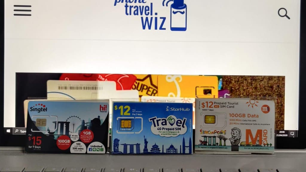 Tourist SIM cards in Singapore: Singtel hi!Touist, StarHub Travel SIM Card, and M1 Tourist SIM Card