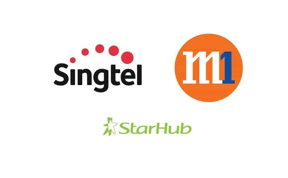 Logos of Telecom Providers in Singapore: Singtel, StarHub, and M1