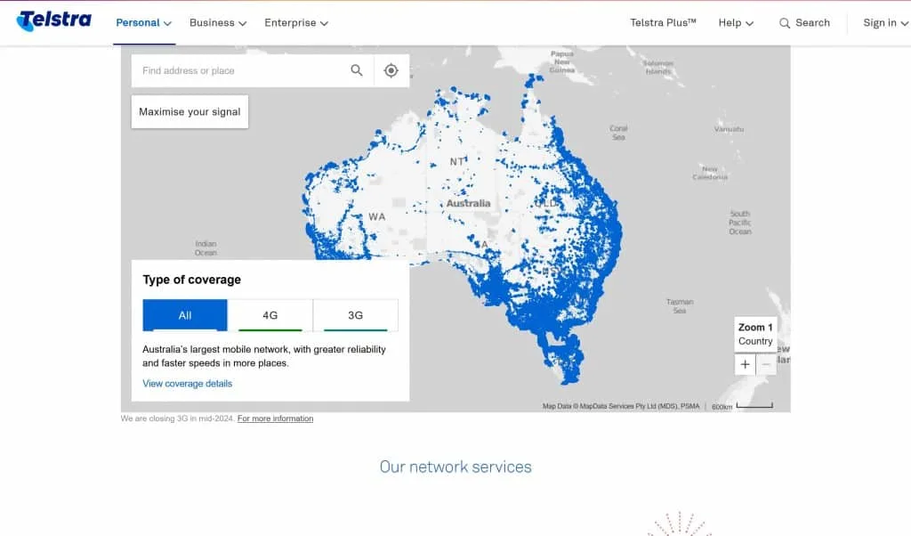 Telstra Coverage Map 
