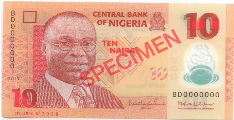 10 Nigerian Naira Bank Note