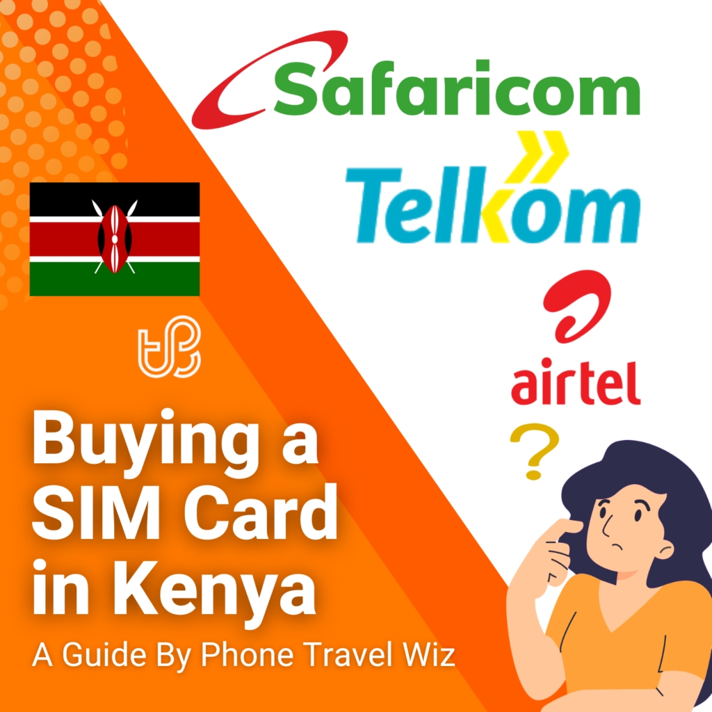 Buying a SIM Card in Kenya Guide (logos of Safaricom, Tellcom & Airtel)