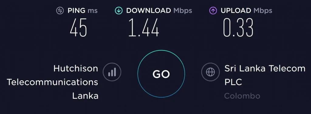 Hutch Speed test in Labugama
