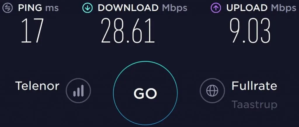 Lebara Denmark speed test in Nykoebing Falster