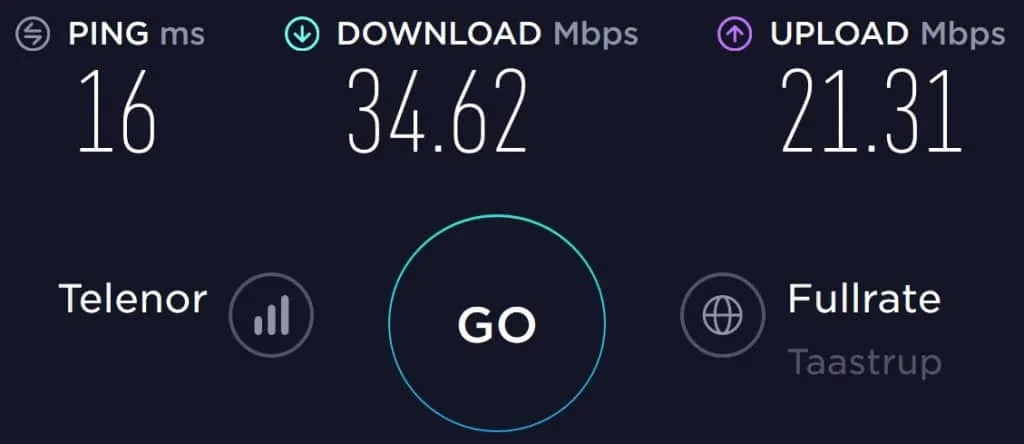 Lebara Denmark speed test in Nykoebing Falster