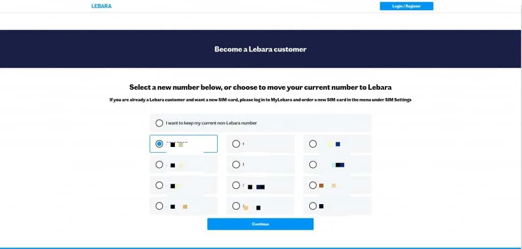 Lebara Denmark SIM card purchase steps -number selection