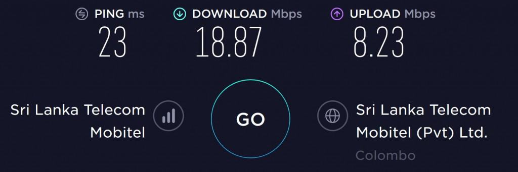 Mobitel Speed test at Colombo Airport