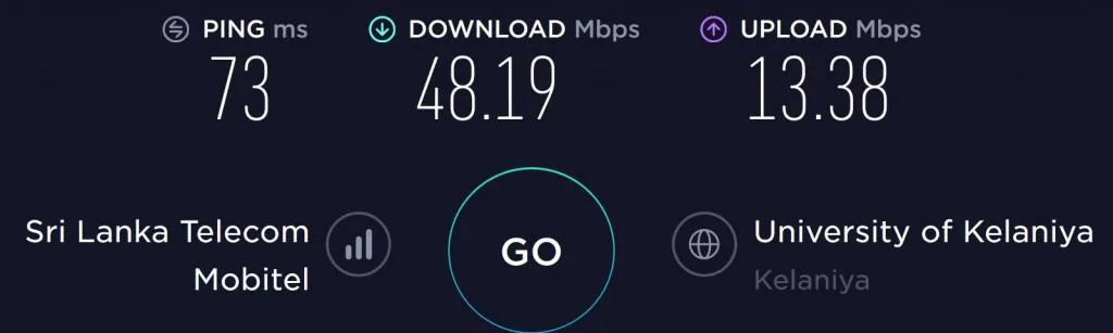 Mobitel Speed test in Colombo
