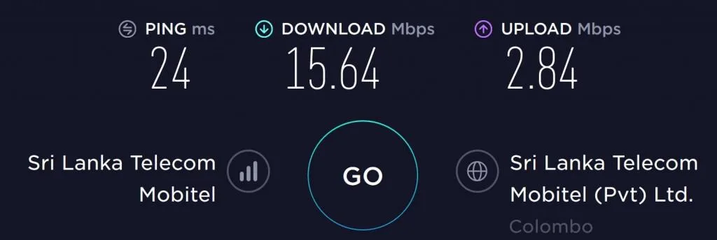 Mobitel Speed test in Labugama