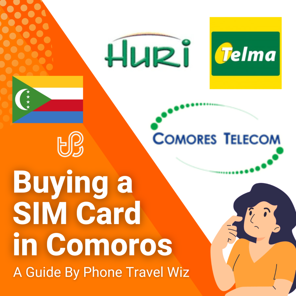 Buying a SIM Card in Comoros Guide (logos of Huri by Comoros Telecom & Telma Comoros)