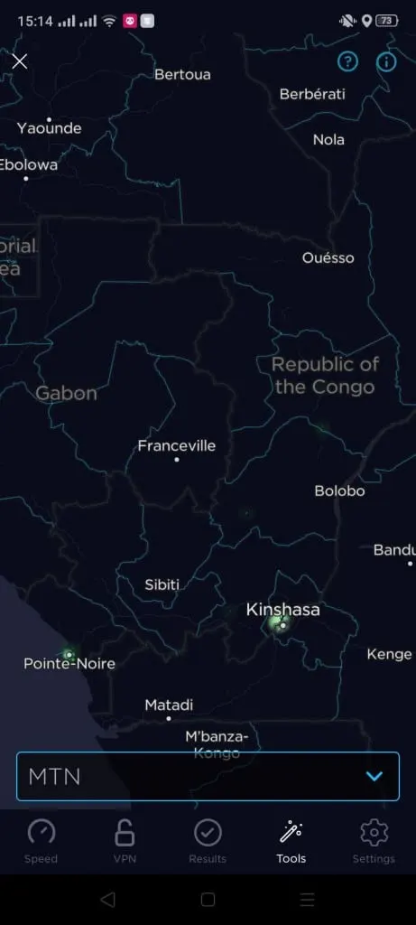 MTN Congo Coverage Map (Speedtest)