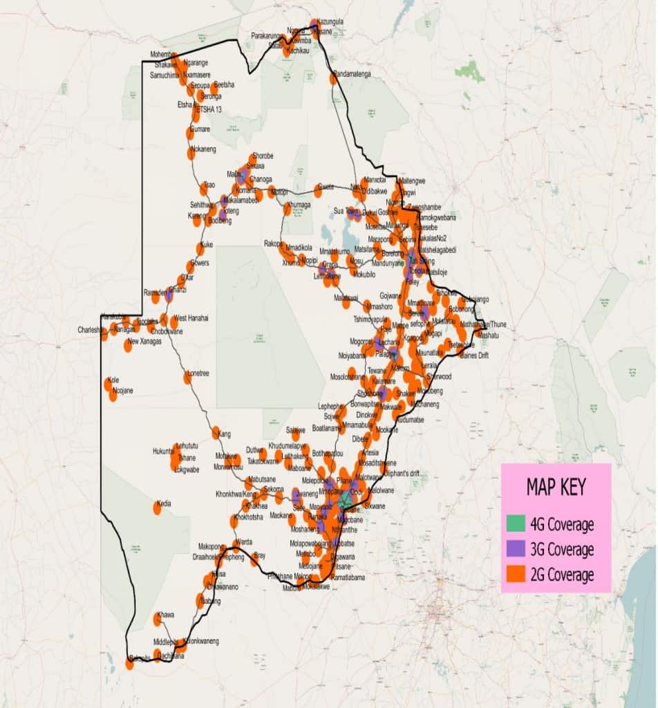 Orange Botswata Coverage Map