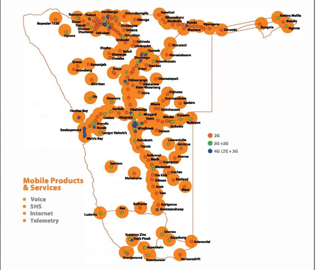 Telecom Namibia Coverage Map