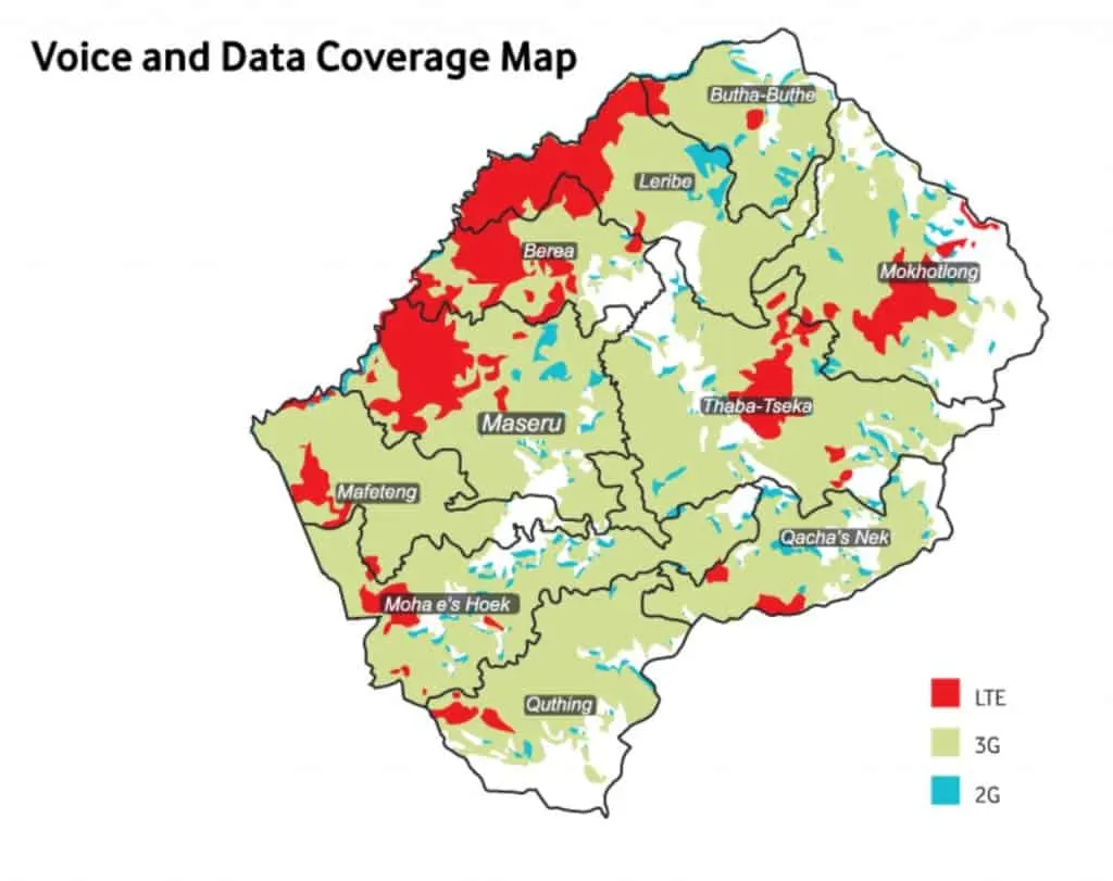 Vodacom Lesotho Coverage Map